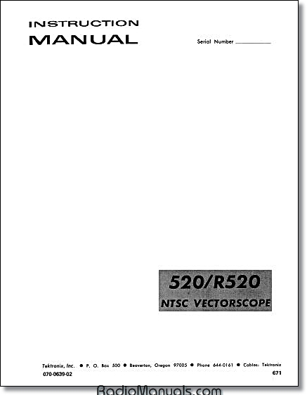 Tektronix 520 / R520 Instruction Manual - Click Image to Close